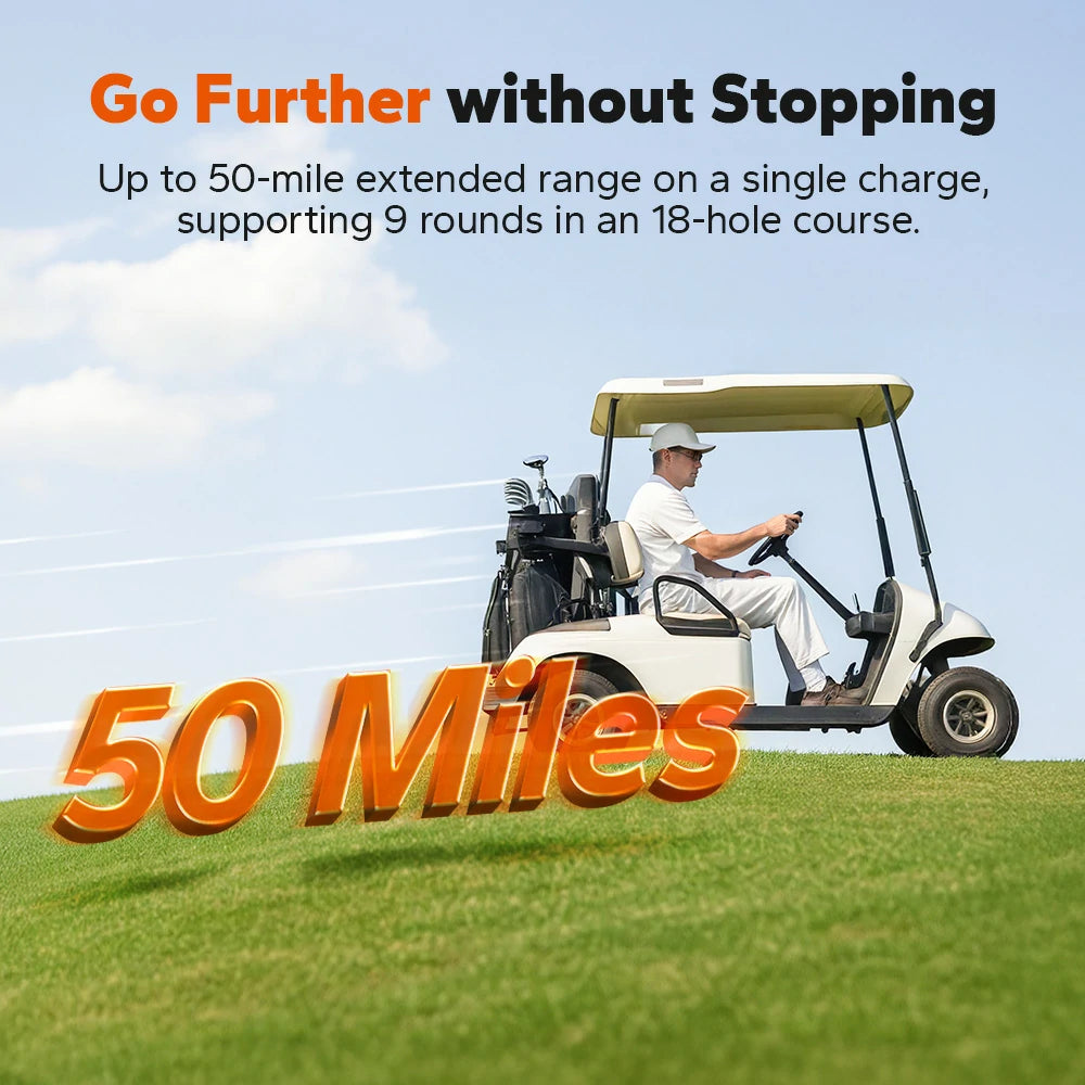 Up to 50 miles range of litime 51.2 100ah golf cart lifepo4 battery