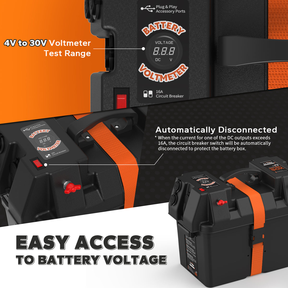 voltmeter features of litime battery box for boat
