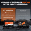 LiTime 12V 100Ah Max (left) vs standard 100Ah (right): 2C/200A BMS (2560W) vs 1C/100A (1280W)