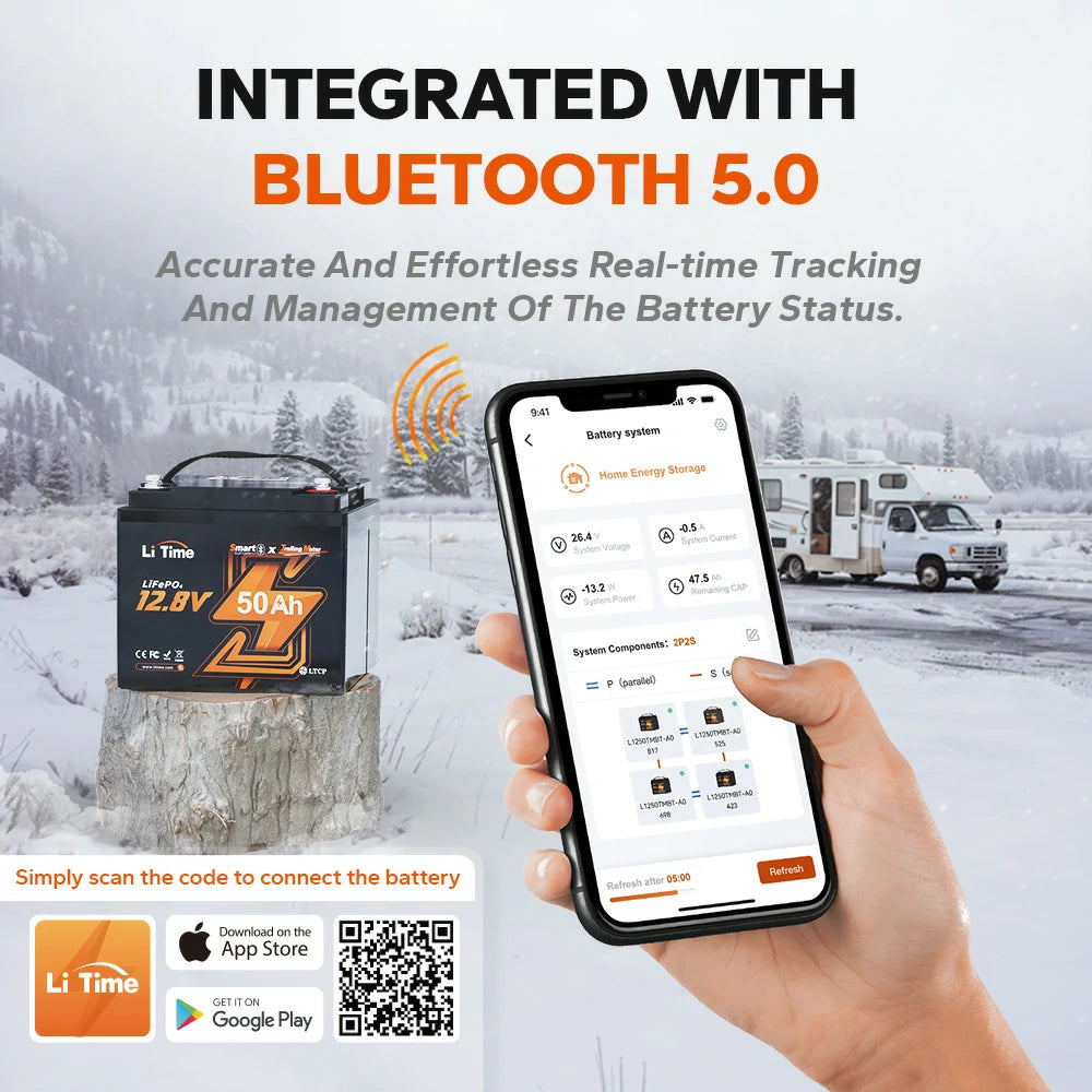 bluetooth feature of litime 12v 50ah lifepo4 lithium battery for trolling motor