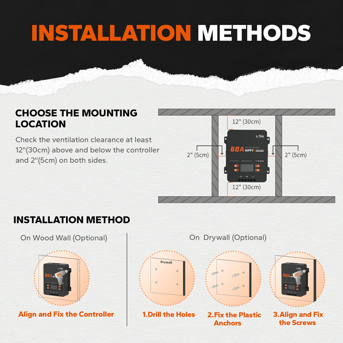 installation methods of litime mppt 60a solar charge controller