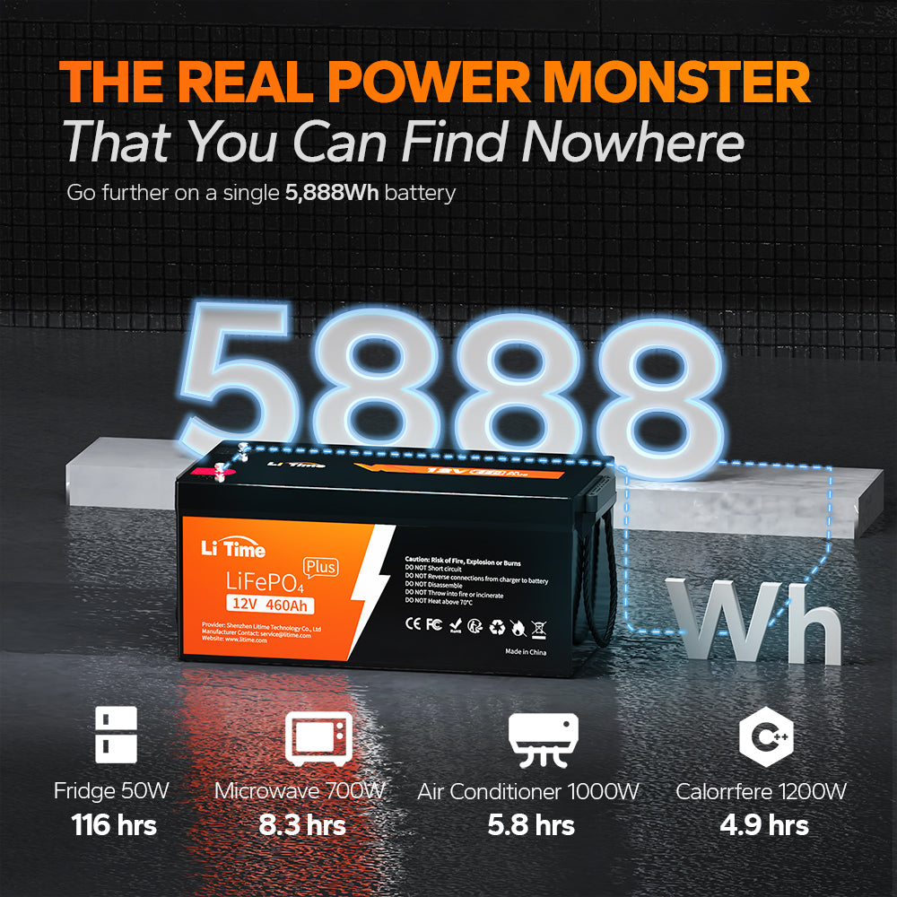 LiTime 12V 460Ah lithium battery for van battery power system