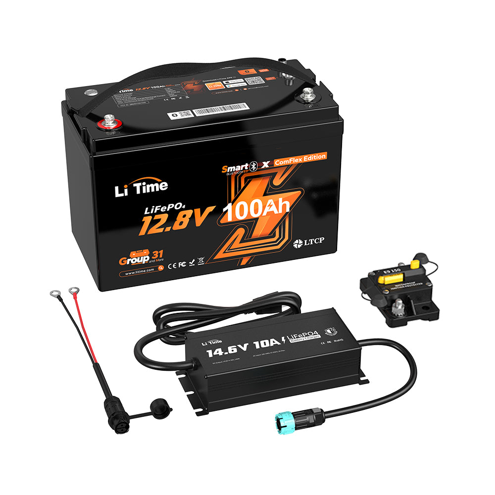 LiTime 12V 100Ah Smart ComFlex Battery | Bluetooth & Victron Communication